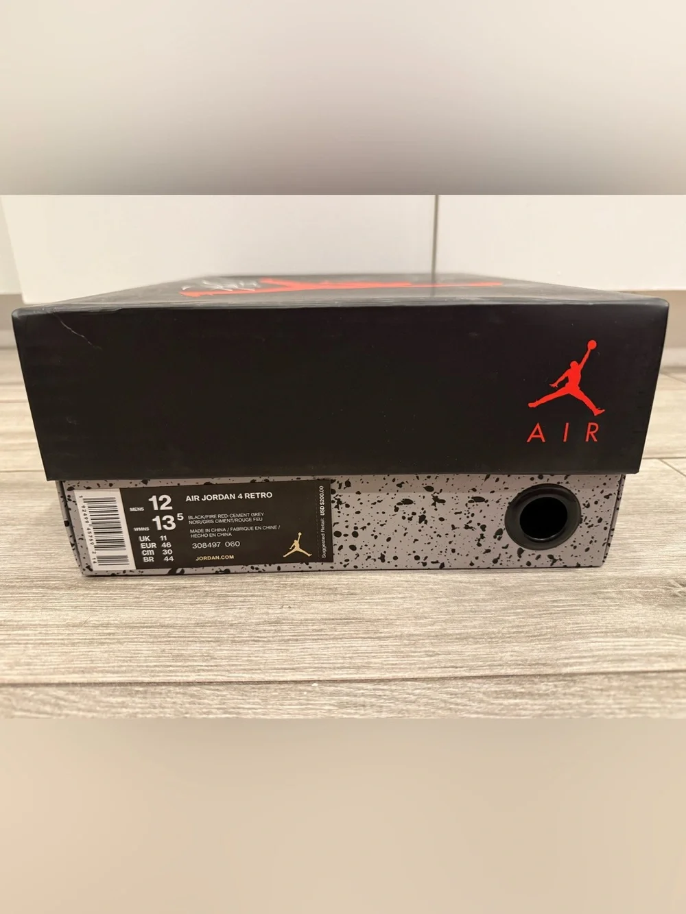 2019 Jordan 4 Retro OG Bred 308497-060 Black Fire Red White Cement Grey White 12